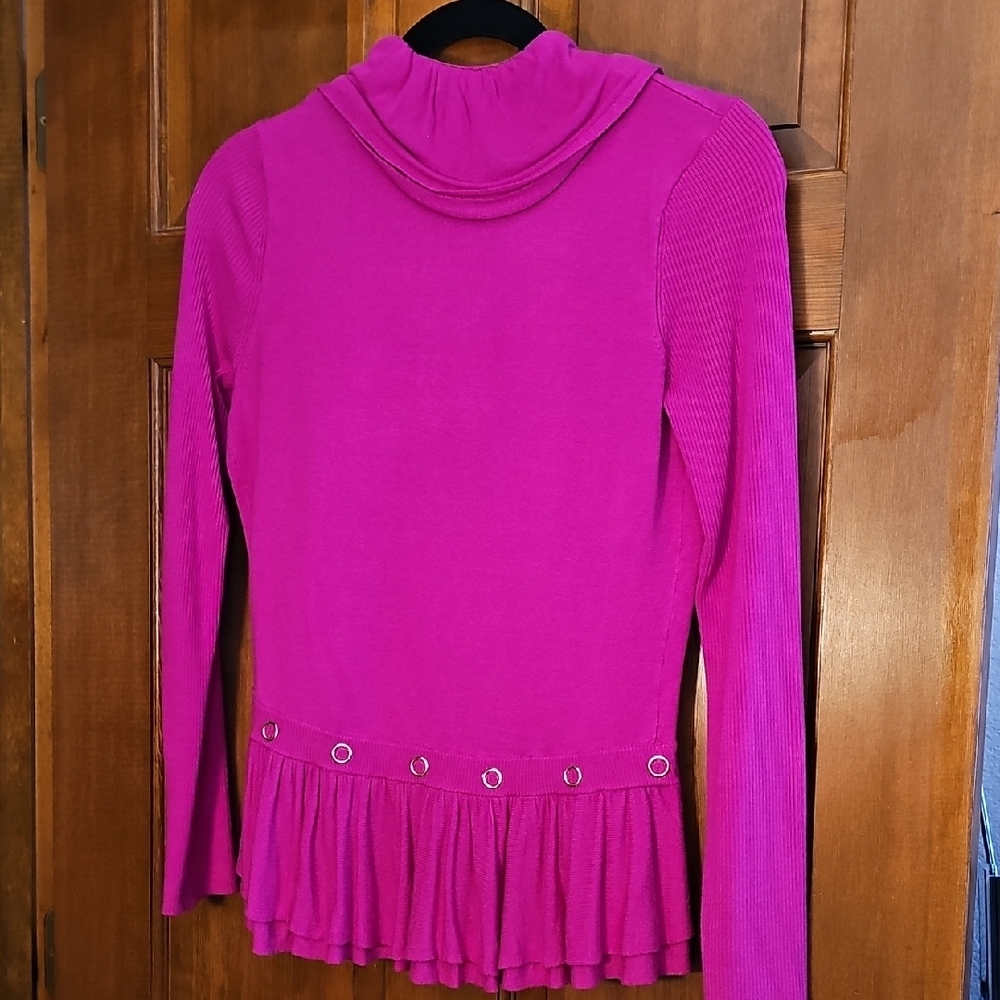 Cache Magenta Ruffled Cardigan - Picture 3 of 5